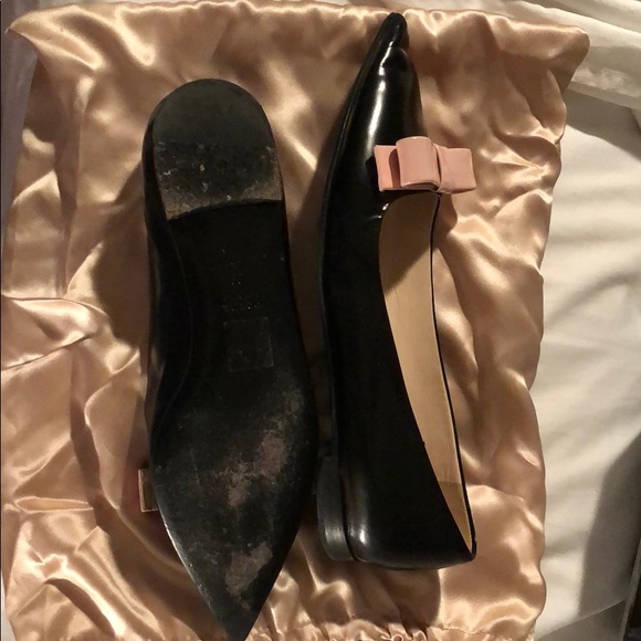 Prada Black Ballet Flats with Pink Bow, Size 39 - Picture 2 of 3